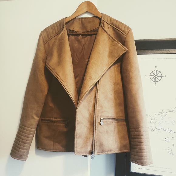 Brown Faux Suede Luxury AC Jacket (Made in Italy) - Picture 1 of 5